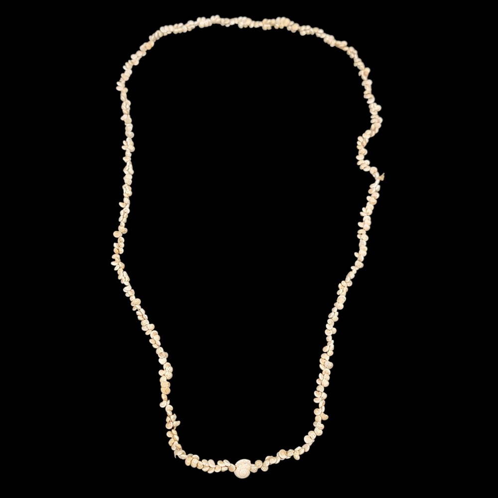 VTG 60s Sea Snail Shell Lei Necklace 35" Brown Freckling‎ Beachy Coastal Boho